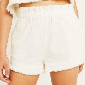 Urban Outfitters white cotton frayed hem shorts